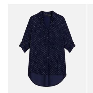 BCX Navy and White Polka Dot Blouse